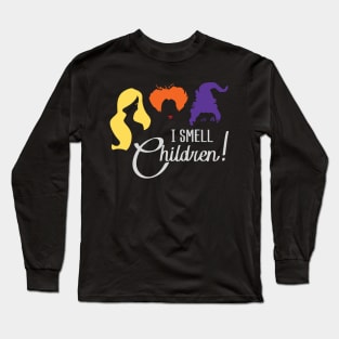 I Smell Children Shirt for Women Sanderson Sisters Hocus Pocus Funny Classic Print Halloween Fall Long Sleeve T-Shirt